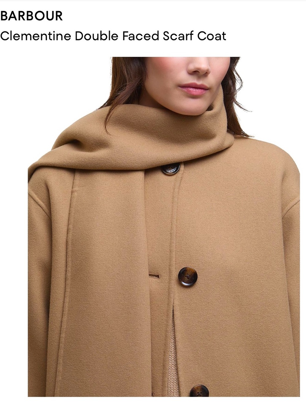 Womens Camel Wool Blend Button Front Coat with Scarf NWT - Picture 4 of 8